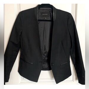 Banana Republic Black Women's Blazer Leather Style Trim